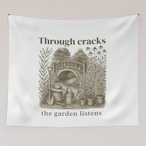 Item preview, Through Cracks the Garden Listens – Poetic Botanical Ink Art designed and sold by JenniferCreaArte .