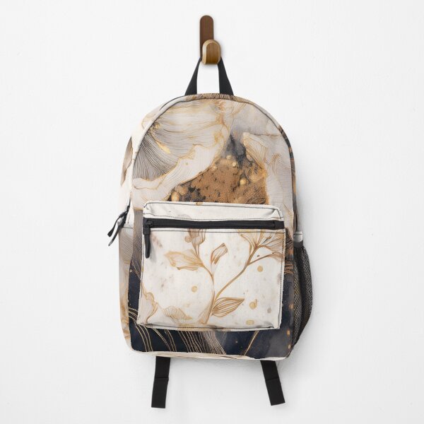Item preview, VINTAGE FLOWERS black white and gold 3, wildflower watercolour garden, monochrome alcohol ink effect, black and white floral spring painting designed and sold by navitalidesign.