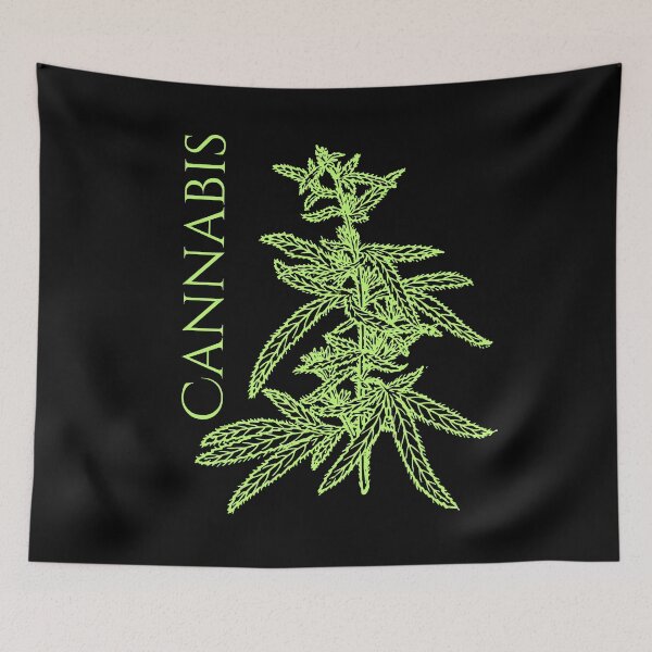 Item preview, Cannabis Plant Neon Green Drawing Design designed and sold by EarthArtDesigns.