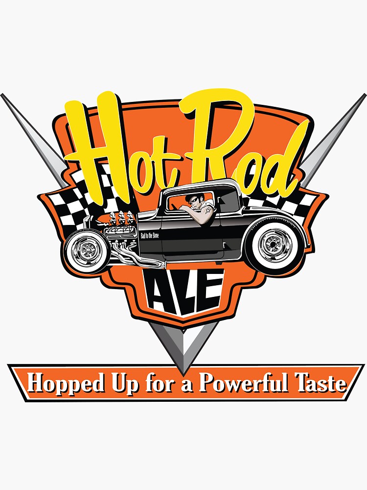Thumbnail 3 of 3, Sticker, Venice Beach Speed Shop Hot Rod Ale – Hot Rod T-shirt designed and sold by Kaucher-Kustoms.