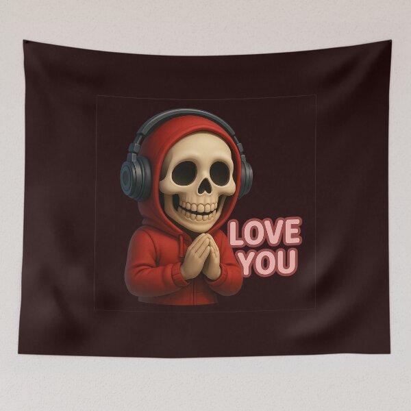 Item preview, Cool Skeleton in Headphones with “Love You” Message designed and sold by Thaivi Design.