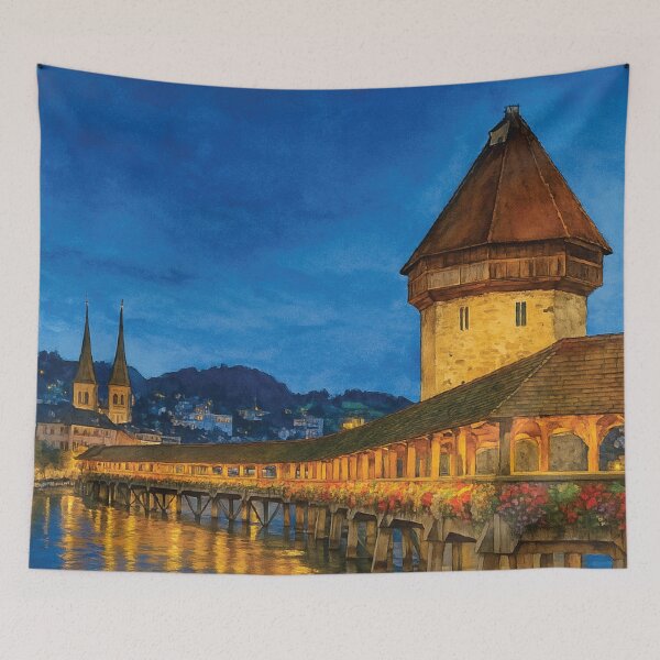 Item preview, Chapel Bridge by Night – Lucerne, Switzerland designed and sold by Era-of-Traveler.