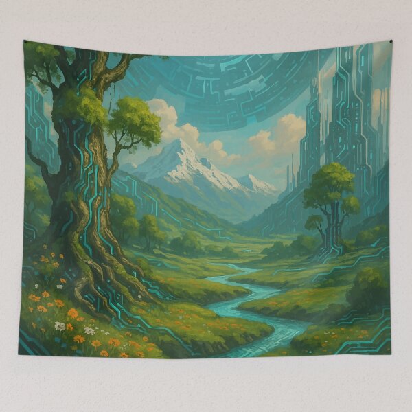 Item preview, Nature’s Digital Awakening – Cyberorganic Valley Art designed and sold by AbstractAnom.
