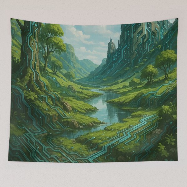 Item preview, The Circuit Grove – Techno-Eden Landscape Art designed and sold by AbstractAnom.