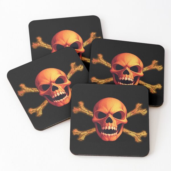 Item preview, Distressed Orange Skull and Crossbones Pirate Flag designed and sold by hauntedtees.