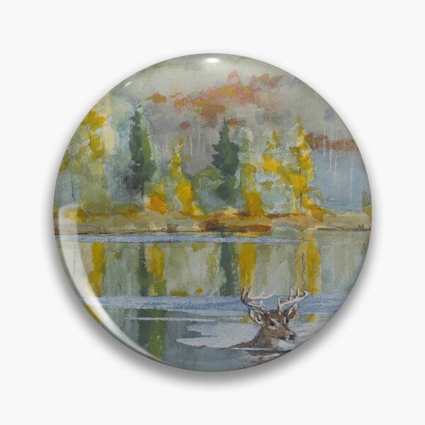 Item preview, Deer swimming in lake designed and sold by 19th Century in Color.