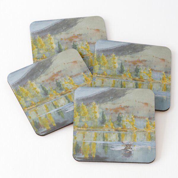 Item preview, Deer swimming in lake designed and sold by 19th Century in Color.