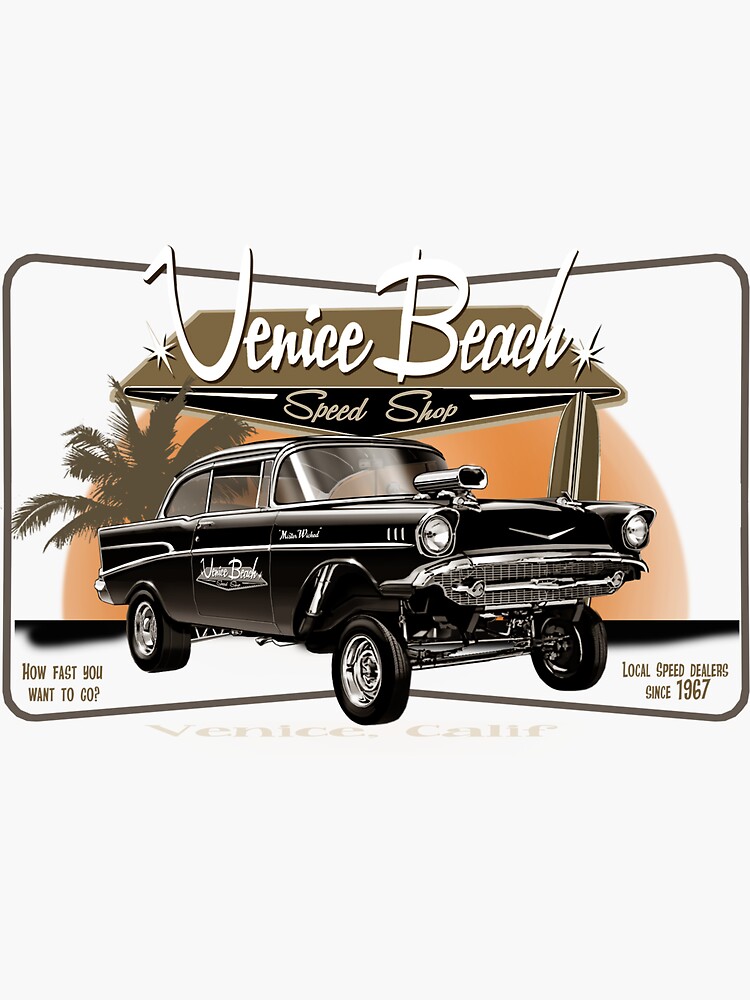 Thumbnail 3 of 3, Sticker, Venice Beach Speed Shop's ’57 Chevy Gasser – Mr. Wicked | designed and sold by Kaucher-Kustoms.