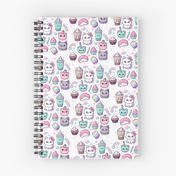 Item preview, Kawaii Seamless Pattern – Adorable Food, Cats & Rainbows designed and sold by riarownina.