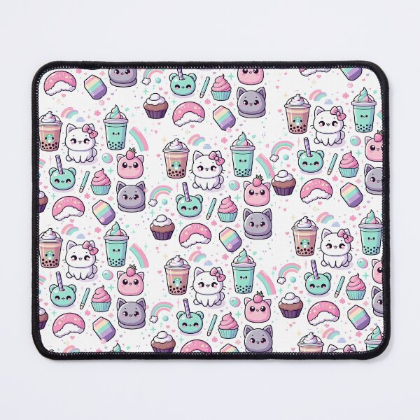 Item preview, Kawaii Seamless Pattern – Adorable Food, Cats & Rainbows designed and sold by riarownina.