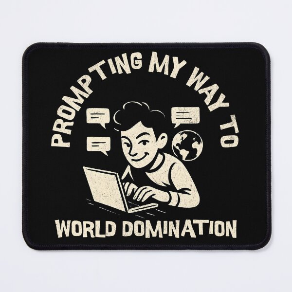 Item preview, Prompting My Way to World Domination – AI Humor for Prompt Engineers & Developers designed and sold by Honominu.