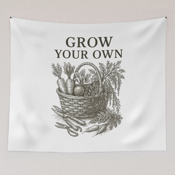 Item preview, Grow Your Own – Botanical Harvest Basket Art designed and sold by JenniferCreaArte .