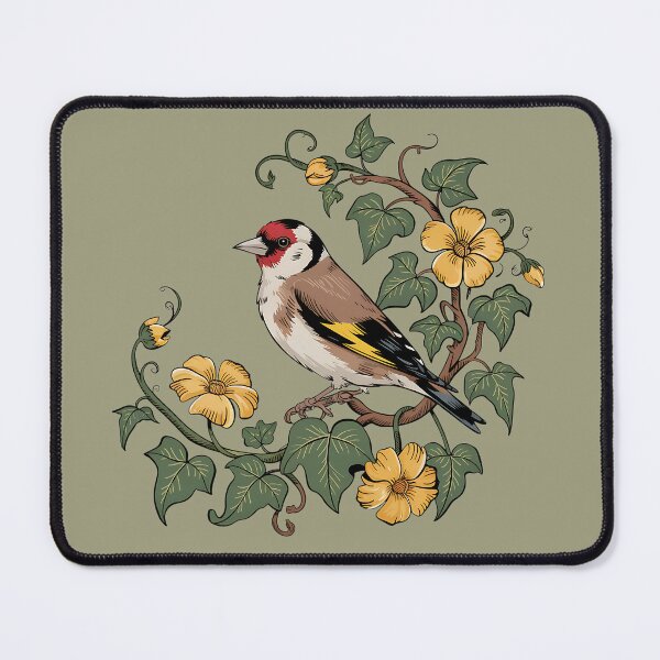 Item preview, European Goldfinch with Vintage Yellow Blossoms designed and sold by BirdsnStuff.