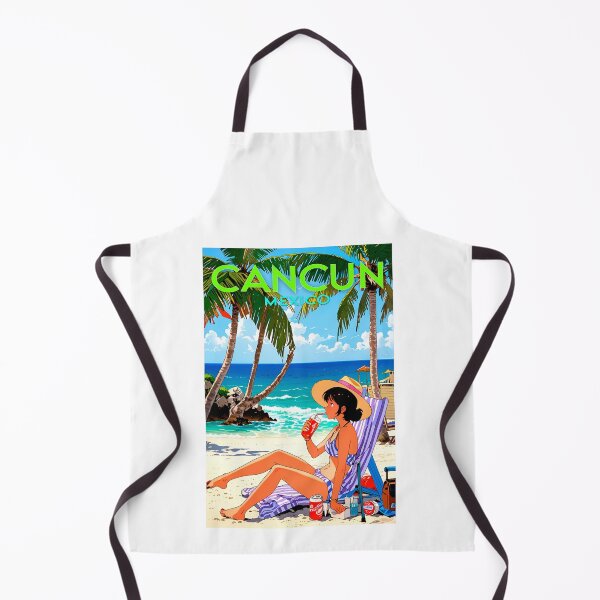 Item preview, Stickers, poster of a beautiful girl on the beach in Mexivo, Cancun. Anime 80. designed and sold by UrbanTRIP.