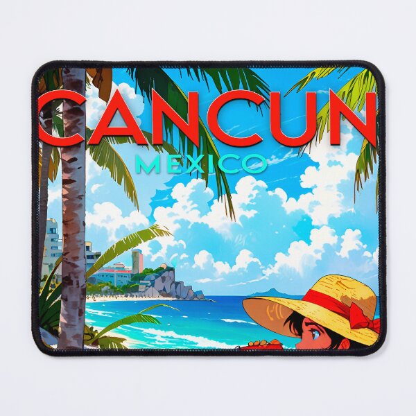 Item preview, Stickers, poster of a beautiful girl on the beach in Cancun, Mexico. Anime 80. designed and sold by UrbanTRIP.