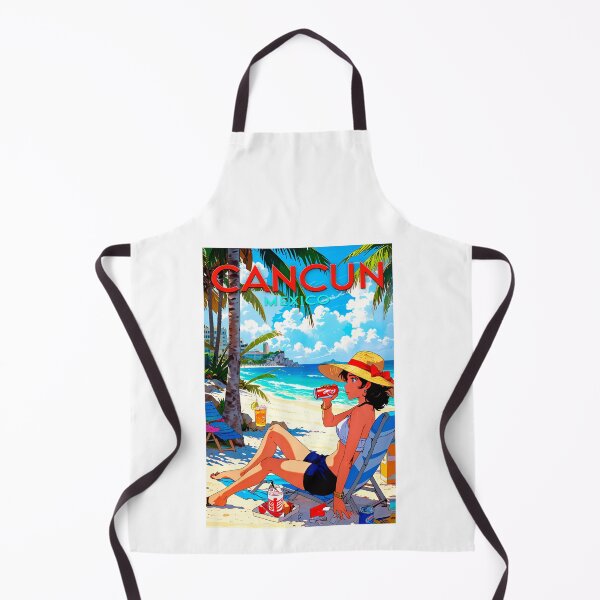 Item preview, Stickers, poster of a beautiful girl on the beach in Cancun, Mexico. Anime 80. designed and sold by UrbanTRIP.