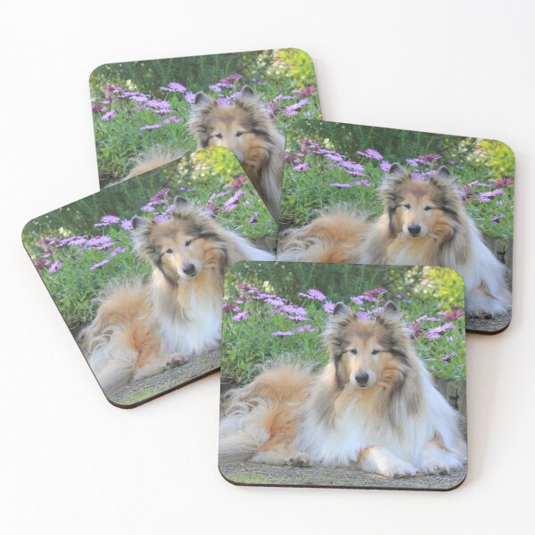 Item preview, Rough Collie With Purple Flowers designed and sold by KarenWoodArt.