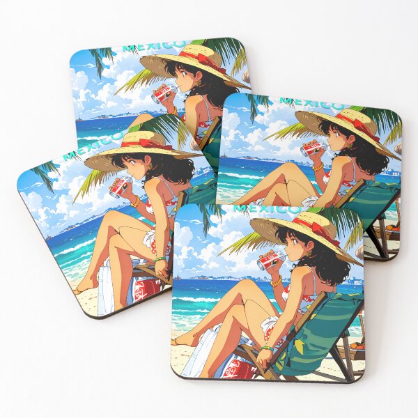 Item preview, Stickers of a beautiful woman on the beach in Cancun, Mexico. anime 80 designed and sold by UrbanTRIP.