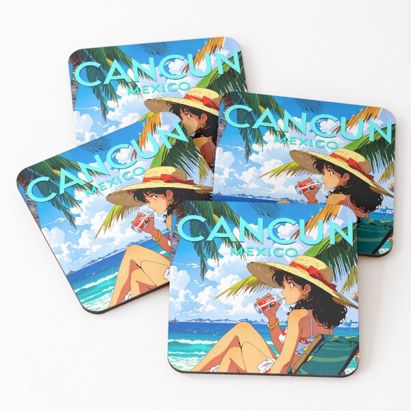 Item preview, Stickers of a beautiful woman on the beach in Cancun, Mexico. Anime designed and sold by UrbanTRIP.
