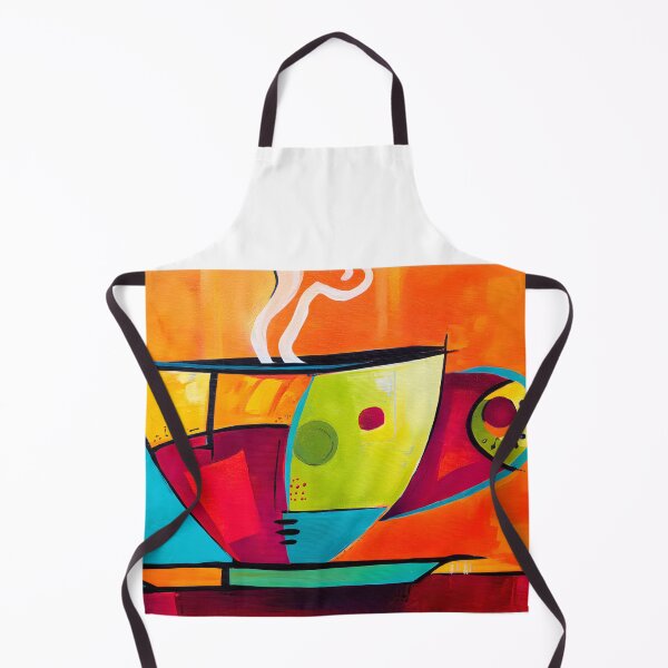 Item preview, Energize Your Senses - A Steaming Cup and Saucer Explodes with Bold Geometric Colors designed and sold by OlfactoART Studio.