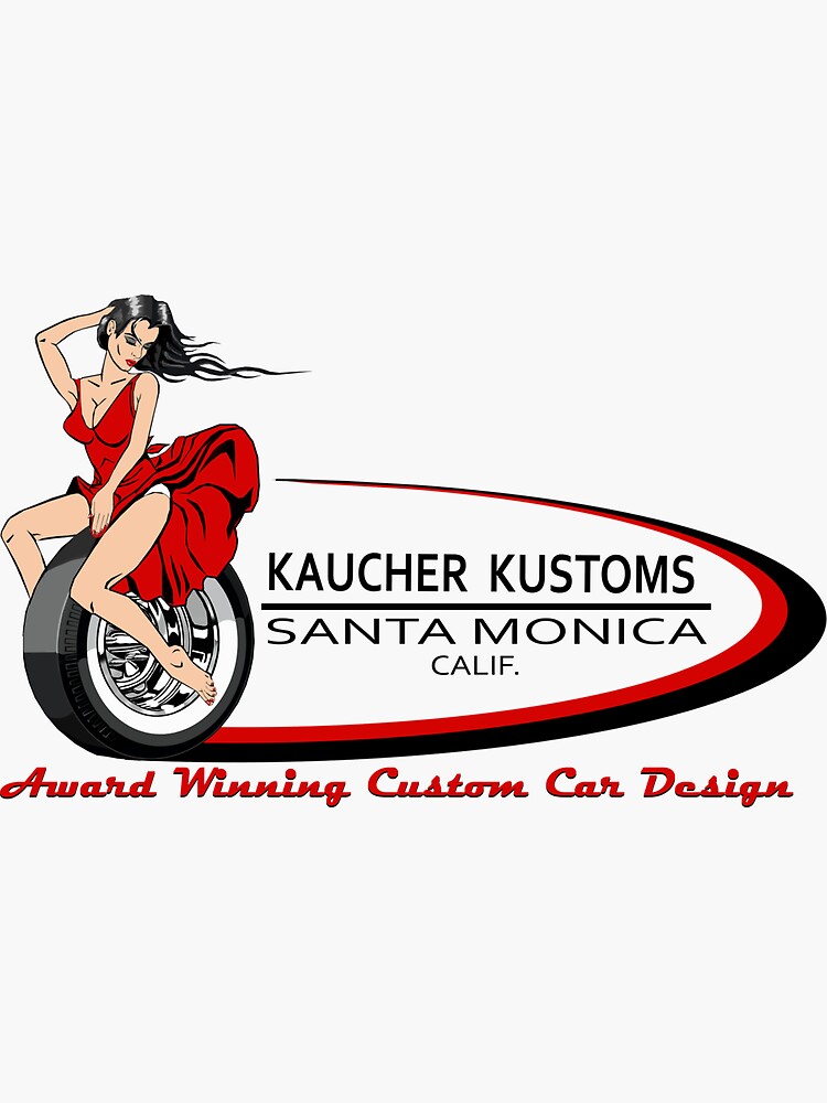 Thumbnail 3 of 3, Sticker, Venice Beach Speed Shop/Kaucher Kustoms Girl on the Wheel – Santa Monica designed and sold by Kaucher-Kustoms.