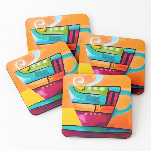 Item preview, Vibrant Energy - Abstract Geometric Coffee Cup in Bold Colors with Steaming Essence designed and sold by OlfactoART Studio.