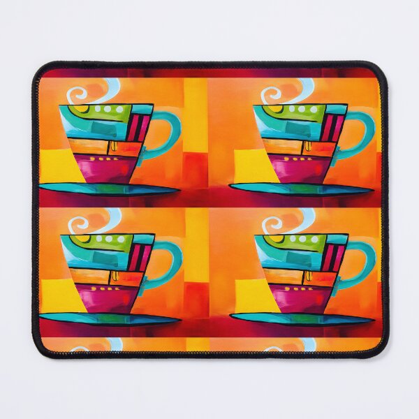 Item preview, Vibrant Energy - Abstract Geometric Coffee Cup in Bold Colors with Steaming Essence designed and sold by OlfactoART Studio.