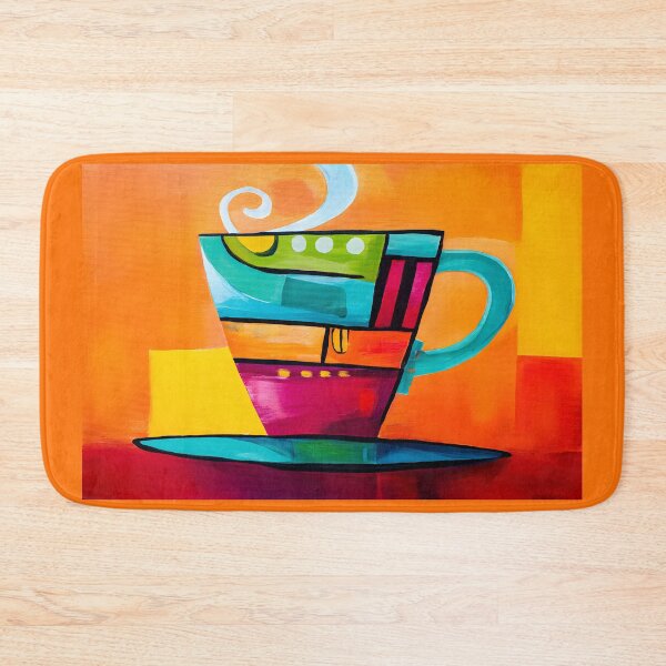Item preview, Vibrant Energy - Abstract Geometric Coffee Cup in Bold Colors with Steaming Essence designed and sold by OlfactoART Studio.