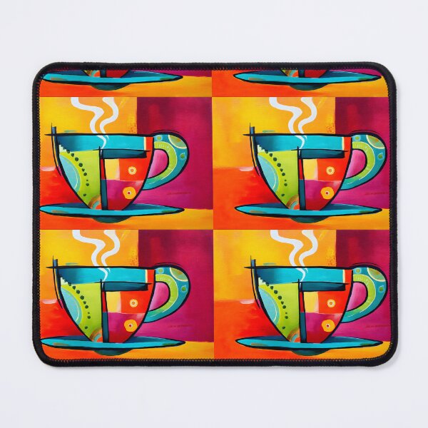 Item preview, Ignite the Senses - A Steaming Cup and Saucer Burst with Bold, Abstract Colors designed and sold by OlfactoART Studio.