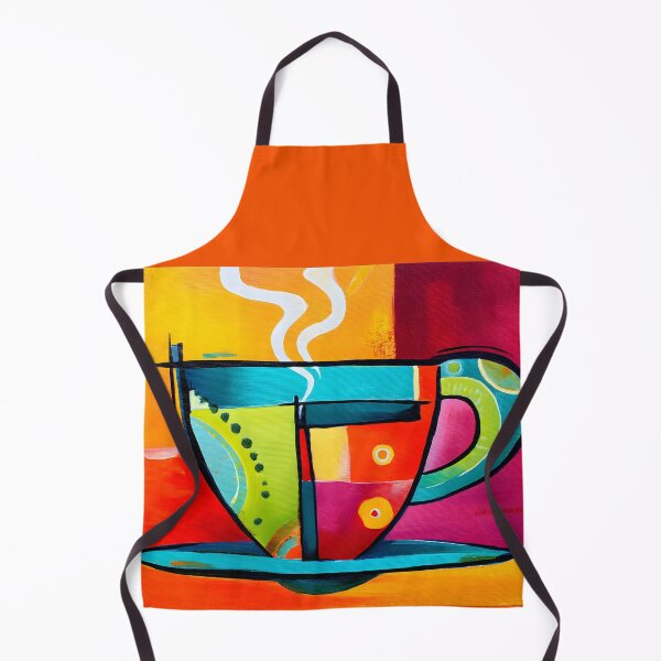 Item preview, Ignite the Senses - A Steaming Cup and Saucer Burst with Bold, Abstract Colors designed and sold by OlfactoART Studio.