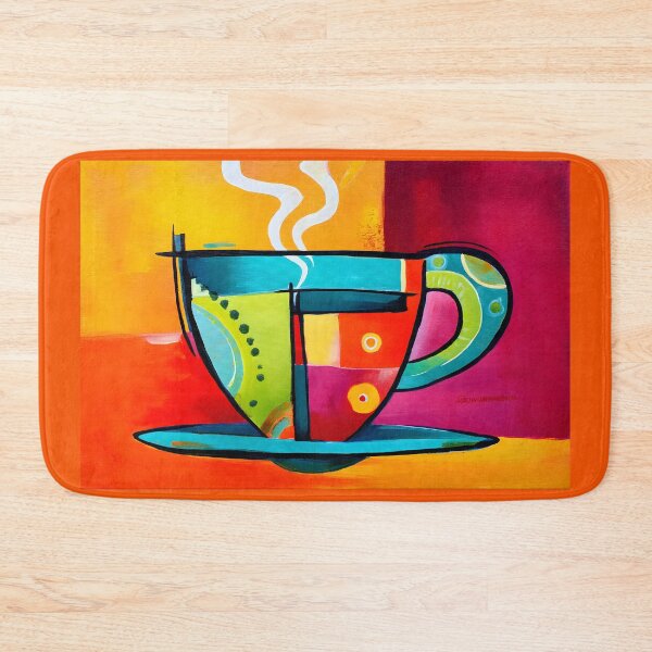Item preview, Ignite the Senses - A Steaming Cup and Saucer Burst with Bold, Abstract Colors designed and sold by OlfactoART Studio.