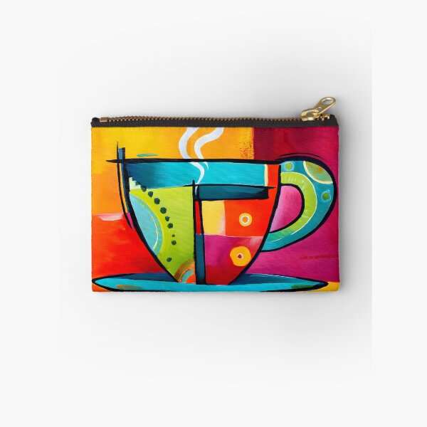 Item preview, Ignite the Senses - A Steaming Cup and Saucer Burst with Bold, Abstract Colors designed and sold by OlfactoART Studio.