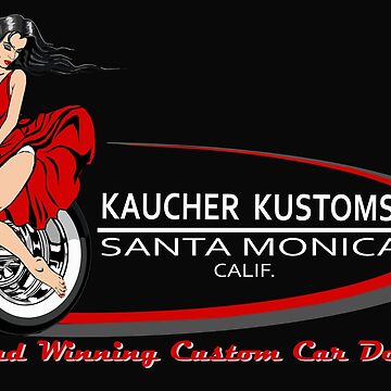 Artwork thumbnail, Venice Beach Speed Shop/Kaucher Kustoms Girl on the Wheel on blk – Santa Monica by Venice Beach Speed Shop