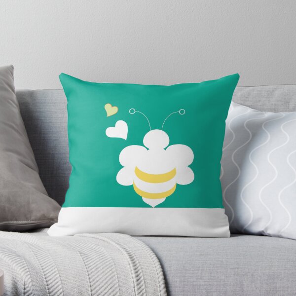 Honey Bee Green Yellow Heart Love Throw Pillow