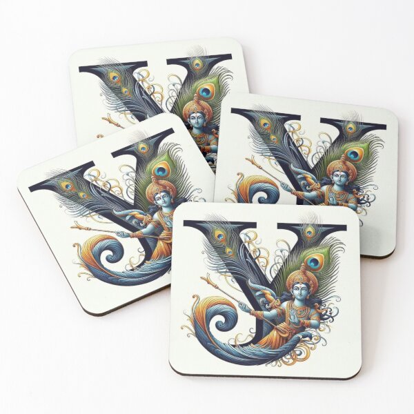 Item preview, Y for Youthful Krishna – Divine Elegance with Peacock Flourish designed and sold by IndianShopper.