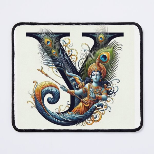 Item preview, Y for Youthful Krishna – Divine Elegance with Peacock Flourish designed and sold by IndianShopper.
