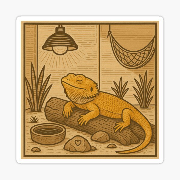 Item preview, Bearded dragon basking designed and sold by defiantlycaring.
