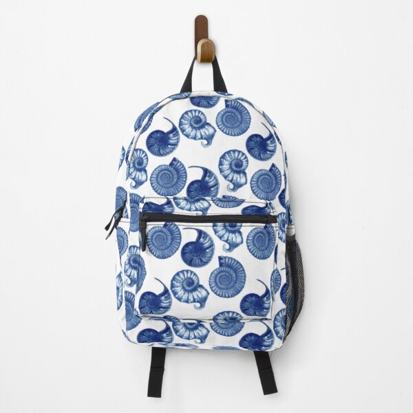 Item preview, Beach Themed Navy Blue and White Nautilus Shell Fossils designed and sold by GnosisCollage.