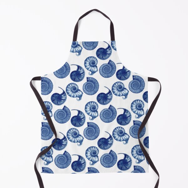 Item preview, Beach Themed Navy Blue and White Nautilus Shell Fossils designed and sold by GnosisCollage.