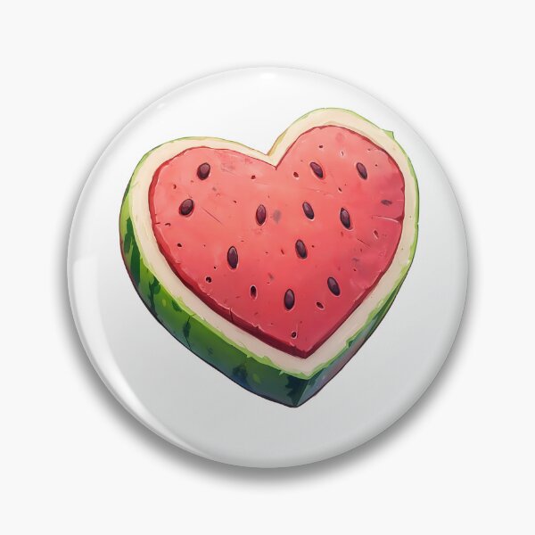 Artikelvorschau, Herzförmige Wassermelonenscheibe mit Kernen und grüner Schale dekoriert vor weißem Hintergrund entworfen und verkauft von Ms. Iryna.