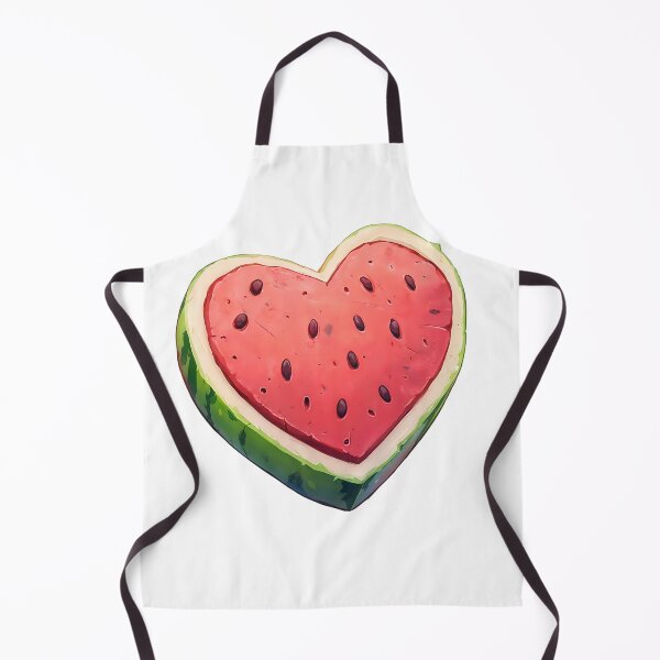 Artikelvorschau, Herzförmige Wassermelonenscheibe mit Kernen und grüner Schale dekoriert vor weißem Hintergrund entworfen und verkauft von Ms. Iryna.