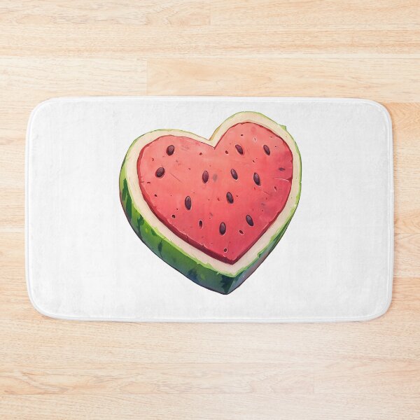 Item preview, Heart-shaped watermelon slice decorated with seeds and green rind presented against a white background designed and sold by Ms. Iryna.