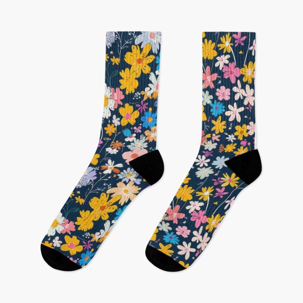 Item preview, Playful Pink, Yellow & Blue Florals on Moody Midnight designed and sold by YourPrettyHome.