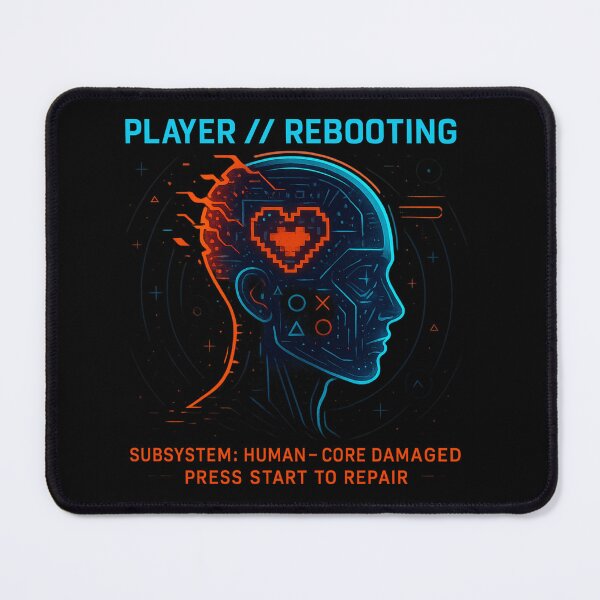 Item preview, PLAYER REBOOTING – Press Start to Heal the Human Core designed and sold by LevelUpDark.