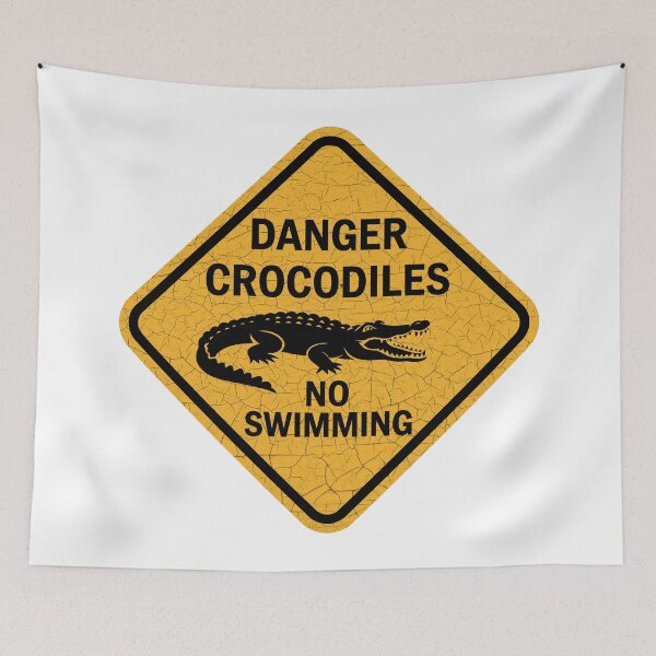 Item preview, Danger Crocodiles No Swimming designed and sold by Angry Swan Designs.