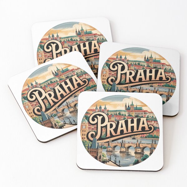 Item preview, Classic "Praha" – Vintage Prague Souvenir with Iconic Landmarks designed and sold by Zibis09.