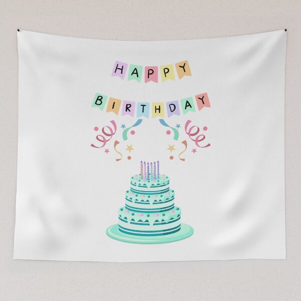 Item preview, HAPPY BIRTHDAY, BIRTHDAY CAKE, PARTY, CARD, BUTTER YELLOW   designed and sold by AASparksDesigns.
