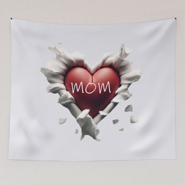 Item preview, Heart-shaped design with "MOM" text, torn paper effect designed and sold by hardingcarl2.