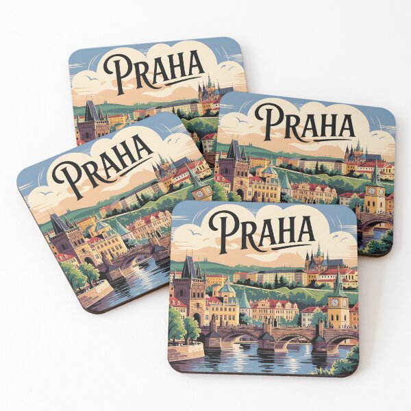 Item preview, Classic "Praha" – Vintage Prague Souvenir with Iconic Landmarks designed and sold by Zibis09.