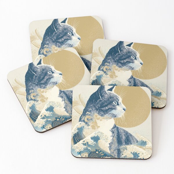 Item preview, Moonlit Waves and a Watchful Cat designed and sold by Cat-Wave-Dream.